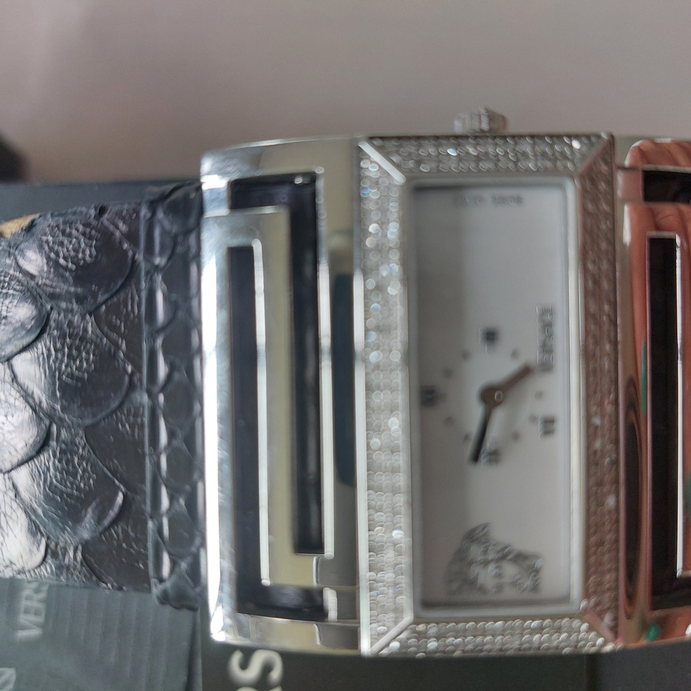 Versace Black And Silver Rectangular Watch - image 4